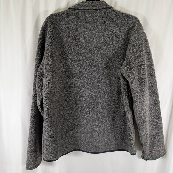 Vintage Abercrombie Fitch Jacket Men's Medium Grey Sherpa Zip Pockets Full Zip - Picture 10 of 12